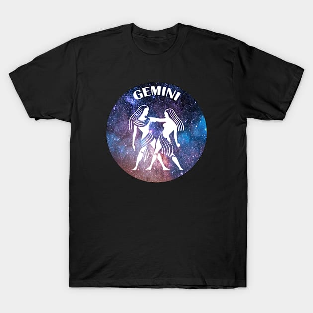 Gemini Astrology Zodiac Sign - Gemini the Twins Birthday Or Christmas Gift - Stars or Space and White Symbol T-Shirt by CDC Gold Designs